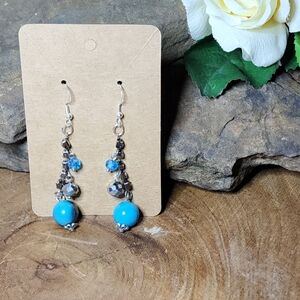 Hand Crafted Dangle Earrings With Rhinestones And Glass Crystal Bead Accents